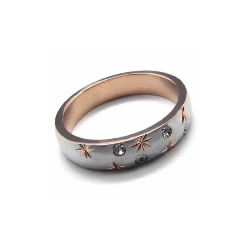Anel De Corte Com Incrustações De Ouro E Titânio De 4 Mm Com Diamantes