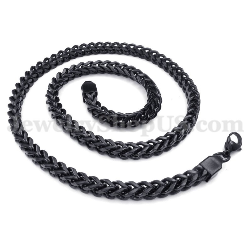 Colar Com Corrente De Titânio Preto Requintado Para Homens Colar Com Corrente De Titânio Preto Requintado Para Homens
