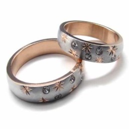 Anel De Corte Com Incrustações De Ouro E Titânio De 4 Mm Com Diamantes