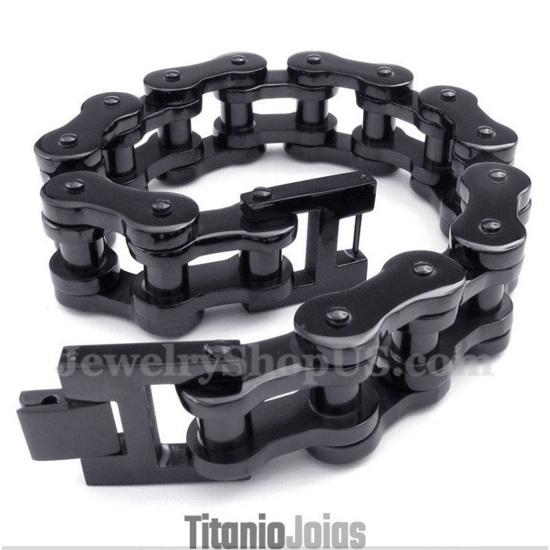 Pulseira De Corrente De Bicicleta Preta De Titânio Masculina Pulseira De Corrente De Bicicleta Preta De Titânio Masculina