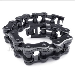 Pulseira De Corrente De Bicicleta Preta De Titânio Masculina
