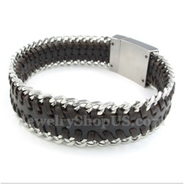 Pulseira Masculina De Couro De Titânio