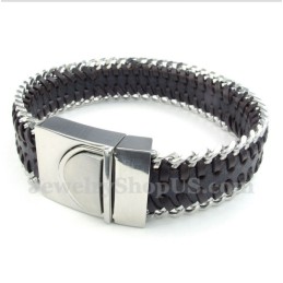 Pulseira Masculina De Couro De Titânio