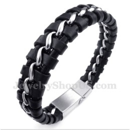Pulseira Masculina De Couro De Titânio