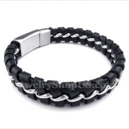 Pulseira Masculina De Couro De Titânio
