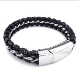 Pulseira Masculina De Couro De Titânio