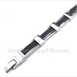 Pulseira Masculina De Borracha Com Padrão Grego Meandro Em Titânio
