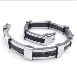 Pulseira Masculina De Borracha Com Padrão Grego Meandro Em Titânio