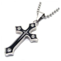 Pingente De Titânio Com Cruz De Placa Preta Da Moda Com Diamantes