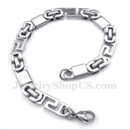 Pulseira Masculina De Titânio Com Padrão Grego Meandro