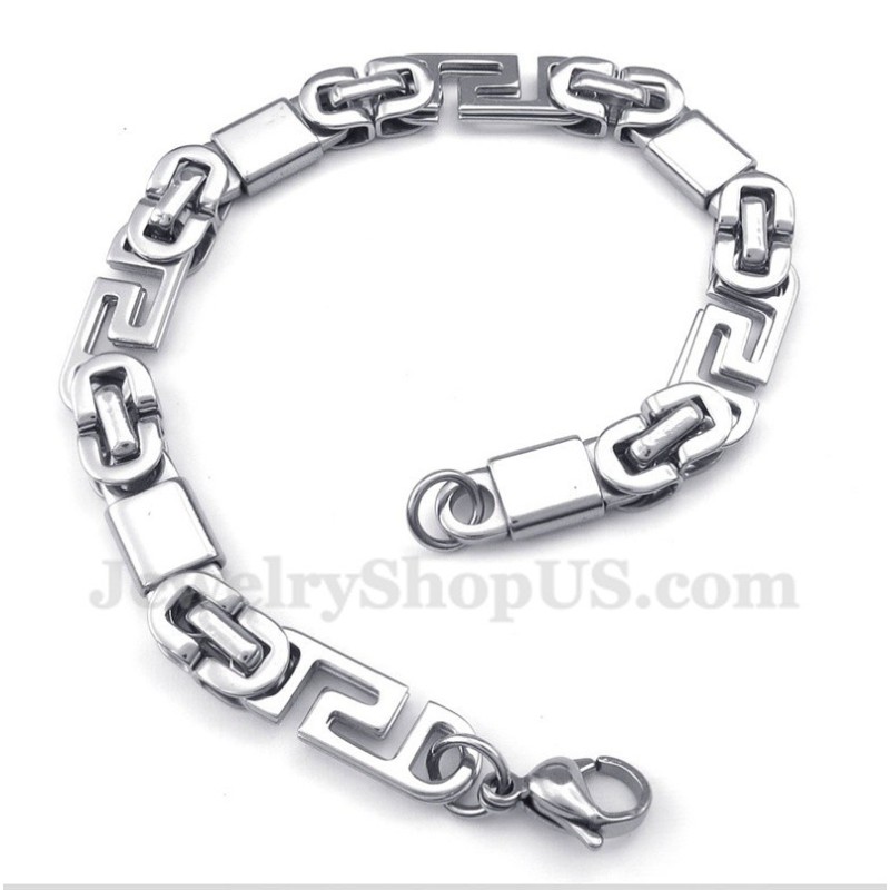 Pulseira Masculina De Titânio Com Padrão Grego Meandro Pulseira Masculina De Titânio Com Padrão Grego Meandro