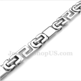 Pulseira Masculina De Titânio Com Padrão Grego Meandro