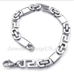 Pulseira Masculina De Titânio Com Padrão Grego Meandro