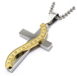 Pingente De Titânio Estilo S Com Cruz De Diamantes