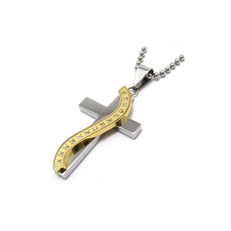 Pingente De Titânio Estilo S Com Cruz De Diamantes Pingente De Titânio Estilo S Com Cruz De Diamantes