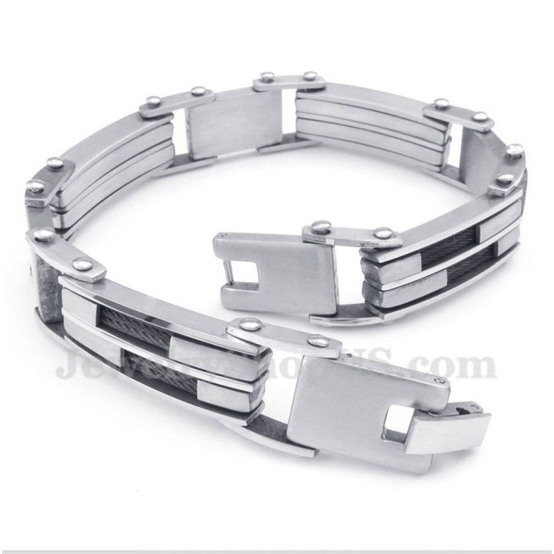 Pulseira Masculina De Titânio Com Cabo Preto Pulseira Masculina De Titânio Com Cabo Preto