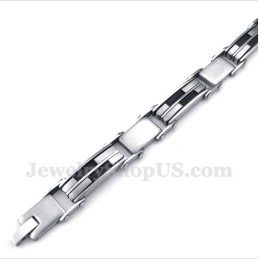 Pulseira Masculina De Titânio Com Cabo Preto