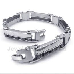 Pulseira Masculina De Titânio Preto Serrilhada