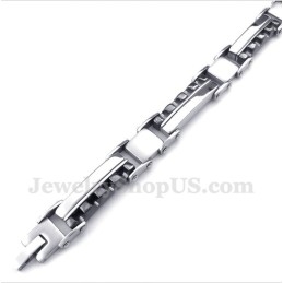 Pulseira Masculina De Titânio Preto Serrilhada