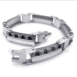 Pulseira Masculina De Titânio Preto Serrilhada