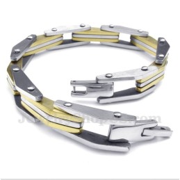 Pulseira Masculina De Titânio E Ouro