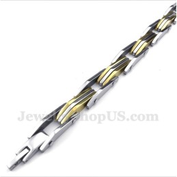 Pulseira Masculina De Titânio E Ouro