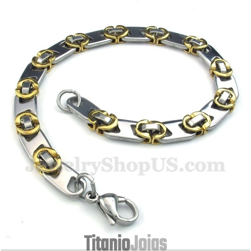 Pulseira Masculina De Titânio E Ouro Meio Crescente Pulseira Masculina De Titânio E Ouro Meio Crescente