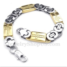 Pulseira Masculina De Titânio E Ouro Com Cruz
