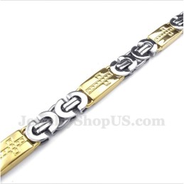 Pulseira Masculina De Titânio E Ouro Com Cruz