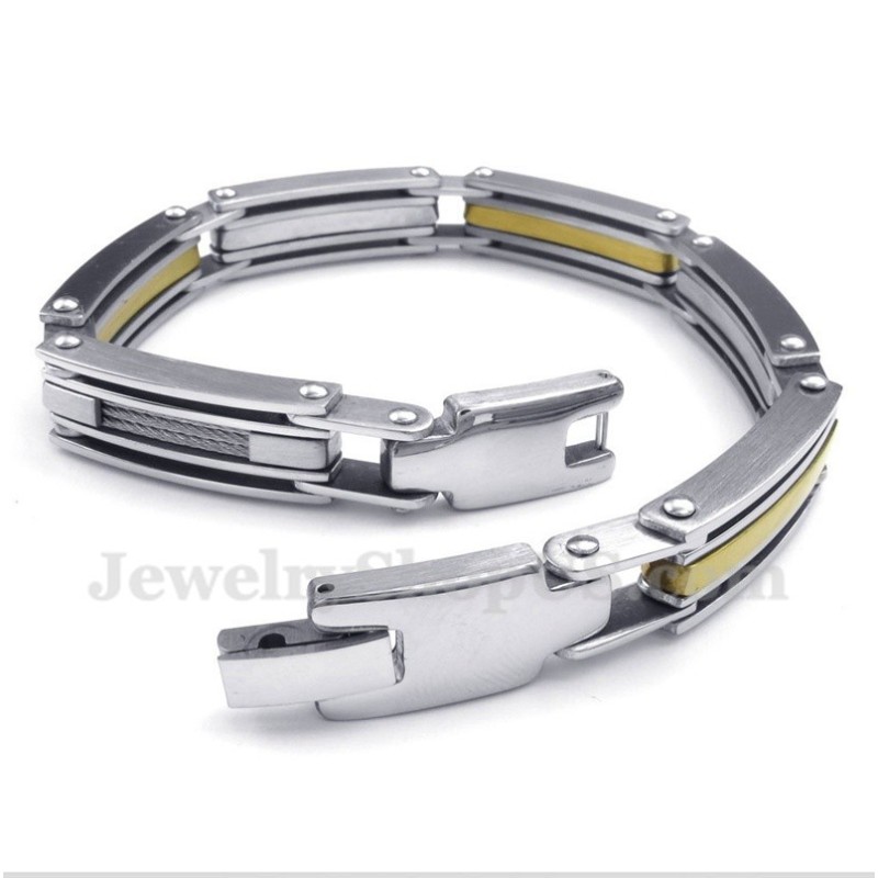 Pulseira Masculina De Titânio E Ouro Pulseira Masculina De Titânio E Ouro