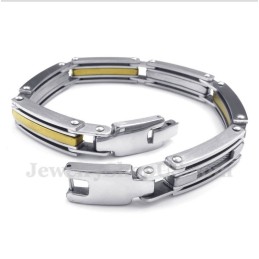 Pulseira Masculina De Titânio E Ouro