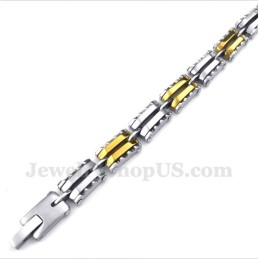 Pulseira Masculina Serrilhada Em Titânio E Ouro