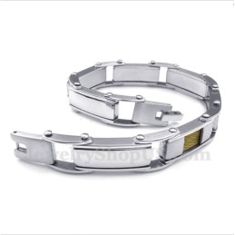 Pulseira Masculina De Titânio Com Cabo Dourado