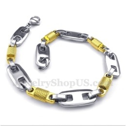 Pulseira Masculina De Cilindro De Titânio E Ouro
