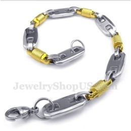 Pulseira Masculina De Cilindro De Titânio E Ouro