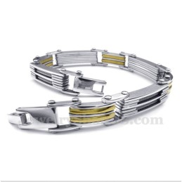 Pulseira Masculina De Titânio Com Cabo Dourado