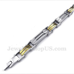 Pulseira Masculina De Titânio Com Cabo Dourado