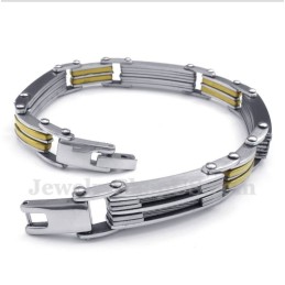 Pulseira Masculina De Titânio Com Cabo Dourado
