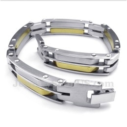 Pulseira Masculina De Titânio Com Cabo Dourado