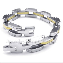 Pulseira Masculina De Titânio E Ouro