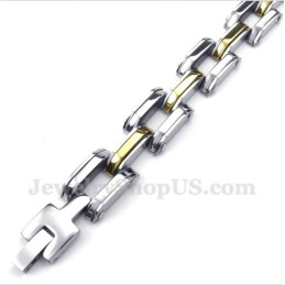 Pulseira Masculina De Titânio E Ouro