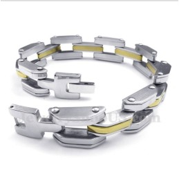 Pulseira Masculina De Titânio E Ouro