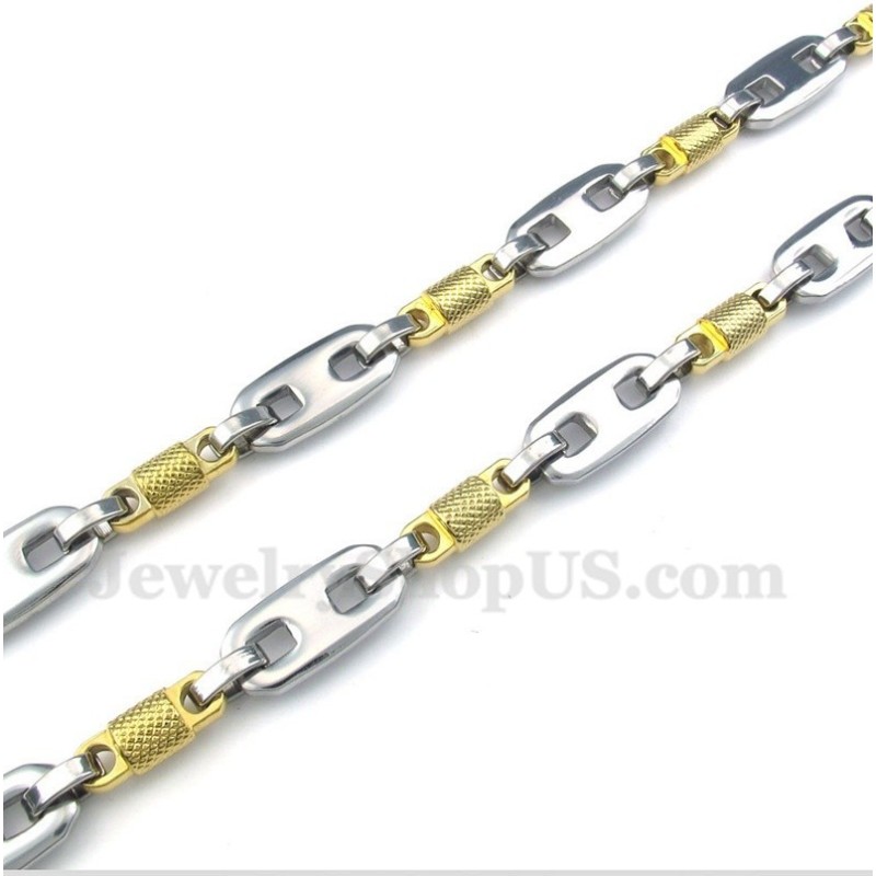 Colar Masculino De Cilindro De Titânio E Ouro Colar Masculino De Cilindro De Titânio E Ouro