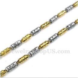 Colar Masculino De Titânio Dourado Com Cilindro Vazado