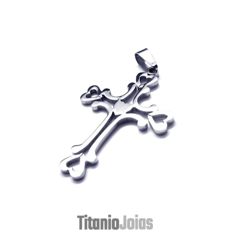 Pingente De Titânio Com Cruz De Amor Em Forma De Coração