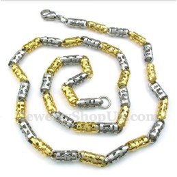 Colar Masculino De Titânio Dourado Com Cilindro Vazado