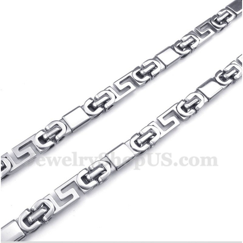 Colar Masculino De Titânio Com Padrão Grego Meandro Colar Masculino De Titânio Com Padrão Grego Meandro