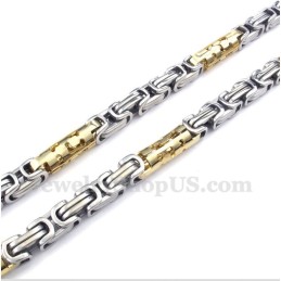 Colar Masculino De Cilindro De Titânio E Ouro