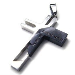 Pingente De Titânio Com Cruz De Jesus (Preto)