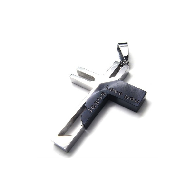 Pingente De Titânio Com Cruz De Jesus (Preto) Pingente De Titânio Com Cruz De Jesus (Preto)